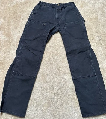 Carhartt Pants Men’s 34x34 Loose B01 BLK Double Knee Distressed USA Made - Image 1 of 4