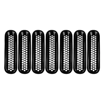 7pcs Front Insert Clip-in Mesh Grille Trim Cover for Jeep Wrangler JK 2007-2017 - Image 1 of 4