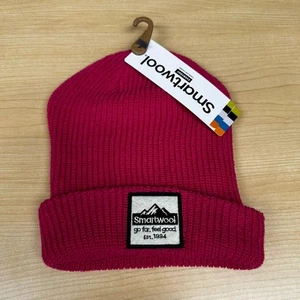 NEW Smartwool Kids SW Patch Beanie Pink Stretch Merino Wool Wicking Youth Small - Picture 1 of 2