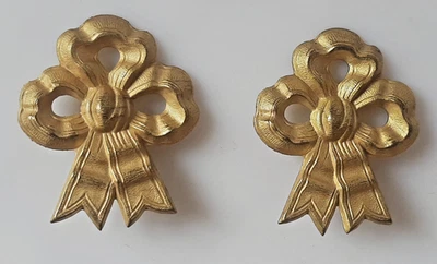 LOT 2 ANCIENS CACHE CLOU DORÉS ORNEMENT TABLEAU NOEUD DE RUBAN LOUIS XVI - Photo 1/3