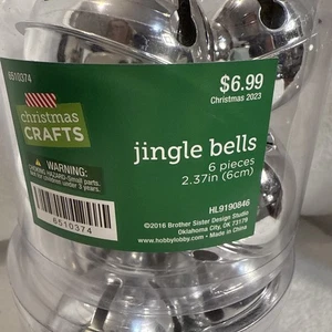 2Packs 2021 Christmas Crafts 6 Pieces Jingle Bells Silver Tree Hanging Ornaments - Picture 1 of 3