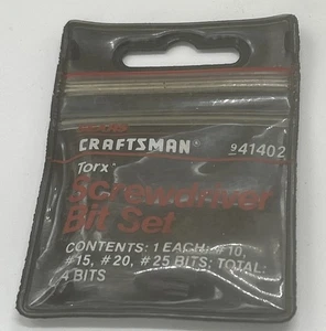 Juego de brocas de destornillador Torx vintage SEARS Craftsman 41402 4 piezas COMPLETO EE. UU. con bolsa - Imagen 1 de 2