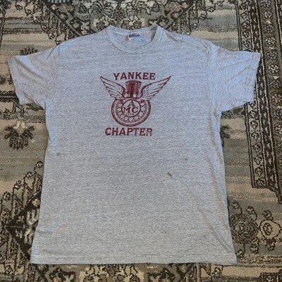 Vintage 80’s Motorcycle Club Shirt Yankee Chapter AMC 1954 Gray Size XL Foto 1 de 4
