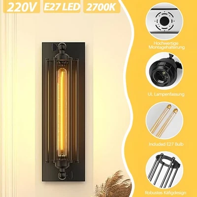 1/2x Retro Lamp Antique Wall Light Vintage Industrial Cage Wall Lamp Room E27 - Image 1 of 4