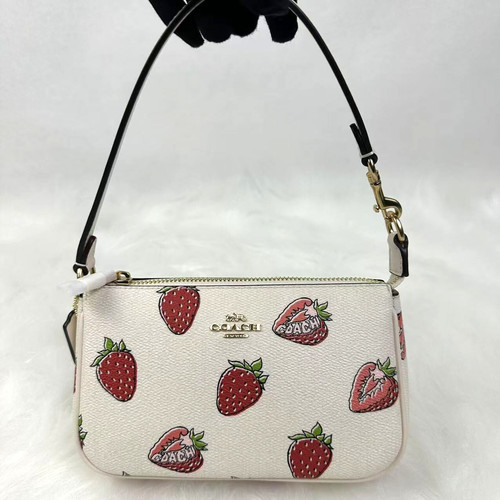 Coach Nolita 19 polso spalla con stampa fragola tela gesso CAL25 nuovo con etichette
