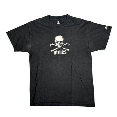 Camiseta de Colección Etnies Negra Calavera Huesos Estampado Gráfico Camiseta de Patín Prendas para Hombre Foto 1 de 4