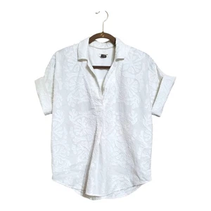 Anthropologie Pilcro Solene bestickte Bluse weiß Knopfleiste hinten Medium Top - Bild 1 von 11