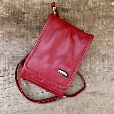 Travelon Small Red Leather Organizer Crossbody Purse - Image 1 of 4