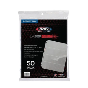 50 BCW 8-Pocket Trading Card Pages – Binder Sheets for Vintage Cards - Picture 1 of 4