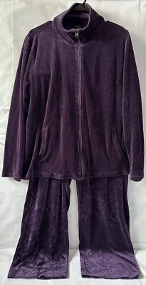 Talbots Purple Velour Jacket and Pants Set Size 1XP - Image 1 of 4