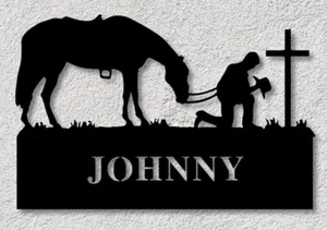 Personalized horse cowboy sign, Custom Metal ranch sign, Farmhouse Outdoor Decor - Picture 1 of 8