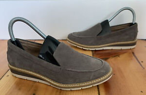 Adam Tucker By Me Too Women’s Size 6.5 Suede Wedge Loafers Gray Slip On Shoes