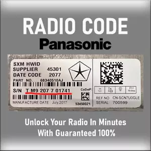 ANTI-ROBO PANASONIC CÓDIGO DE RADIO MODELOS UCONNECT 8.4 RE SERVICIO DE CÓDIGO PIN ESTÉREO - Imagen 1 de 4
