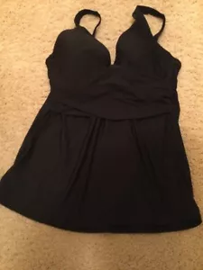 Lands End Tankini Swim Top Size 8. Black Crisscross Front. Underwire Foam Bra - Picture 1 of 5