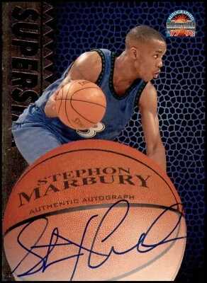 Stephon Marbury 1997 Score Board Basketball Signatures Silver Auto Card - Image 1 of 2