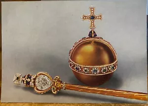 Postal De Colección Rey Carlos II Cetro Real y Orbe Joyas de la Corona Inglaterra Reino Unido - Imagen 1 de 2