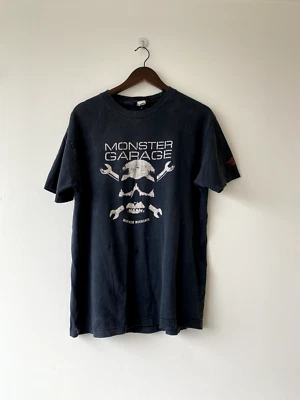 Monster Garage Thrashed Sun faded worn in Vintage car t-shirt 2000's Y2K sz L - Image 1 of 4