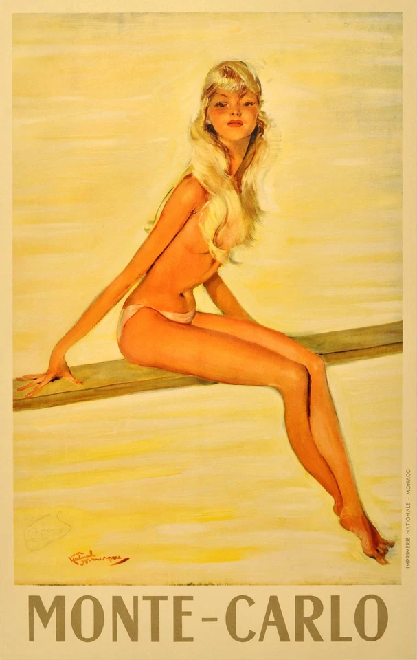 Pin Up Modelo Niña Monte Carlo Arte Impresión Lienzo Años 2000 Abstracto Foto 1 de 1