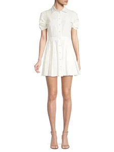 Alexis NWT April White Cotton Poplin Puff Sleeve Mini Shirt Dress XL NEW - Picture 1 of 4