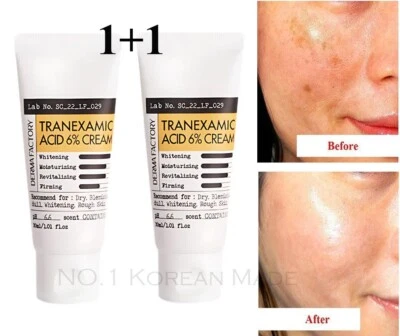 Crema de ácido tranexámico DERMA FACTORY 6 % 30 ml + 30 ml/cuidados intensivos manchados/NO.1COREA Foto 1 de 4
