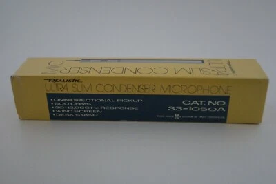 Vintage NOS Realistic Cat No. 33-1050-A Ultra Slim Condenser Microphone - Image 1 of 3