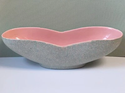 1950’s Shawnee Pottery Touche Wing Atomic MCM Planter Pot Pink Blue Speckle 11”L - Image 1 of 4
