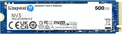 Kingston SSD NV3 PCIe 4.0 NVMe M.2 Solid State Drive 500GB 1TB 2TB - Image 1 of 4