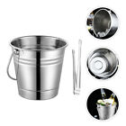 Stainless Steel Ice Bucket Set with Lid, Tong & Strainer - 1.5L-IO