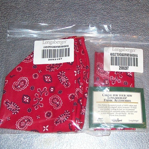 Longaberger Backyard Bandanna SPRING Basket Liner + HANDLE TIE ~USA~ Ships FREE! Cover