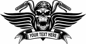Motorcycle Biker Skull Wings Custom Text Car Truck Window Vinyl Decal Sticker - Bild 1 von 2