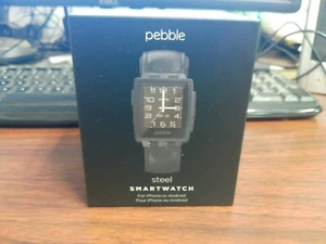 Pebble Steel 401BLR Smartwatch Leather Band, open box but dead battery! - Picture 1 of 6