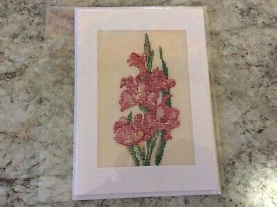 Nuevo Flor Completado Cross Stitch Tarjeta • 1.75€