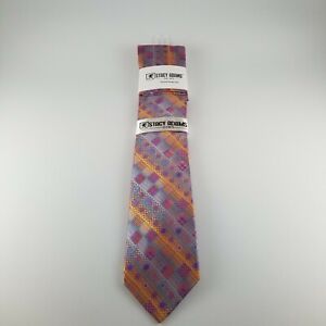 STACY ADAMS Men's Tie & Hanky Set Multicolor Squares and Circles Microfiber