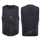 Kids Boy's Waistcoat Back Straps Outwear Party Shirt Button-up Vest Workout Top