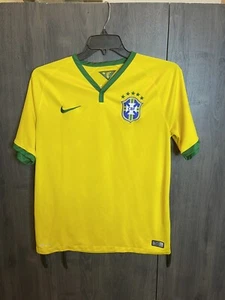 Nike Brazil 2014 2015 Home Football Shirt Soccer Jersey  Adult Medium Yellow - Picture 1 of 9