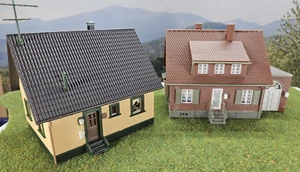 TWO BUILT Faller HO Scale Model Houses- Cataloge #130223 and #130216- Fast Ship! - Picture 1 of 10