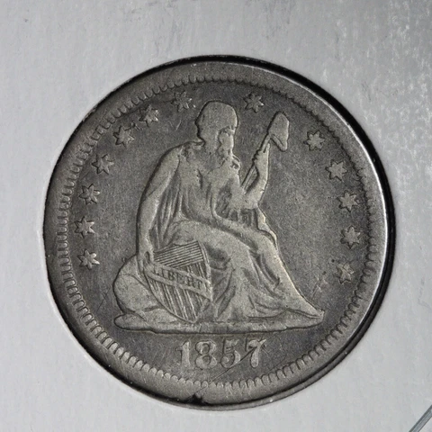 1857 Seated Liberty Silver Quarter CHOICE VF E228 ZQNM Cover