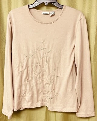 Blusa Top CHEROKEE PARA Mujer Talla XL Jersey Tejido Elástico Cuello Redondo Manga Larga Foto 1 de 4