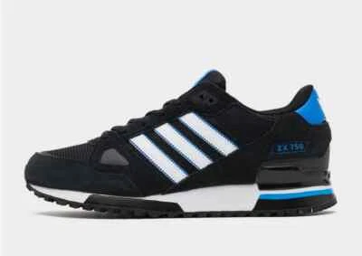 adidas Originals Men's ZX 750 Trainers in Black / White and Blue - Image 1 of 4