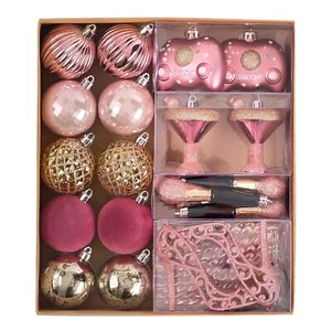 DecorbyHannah 40ct Christmas Ornaments Set, Assorted Pink Gold Christmas Tree... - Picture 1 of 6