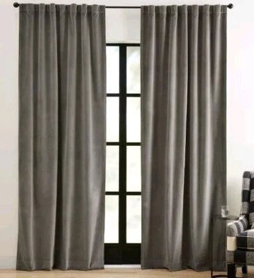 $189 Pottery Barn Terciopelo Sarga Blackout Cortina Flagstone 50 x 108 pulgadas Foto 1 de 4