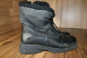 TOTES Women’s Weather Footwear Black Boots Gray Faux Fur Skid Resistant 8.5-9M - Imagen 1 de 10