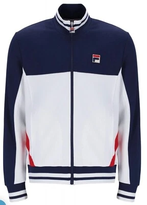 FILA Vinatge Borg Tiebreaker Tenis Chaqueta de Chándal (Blanco / Azul) - Imagen 1 de 3