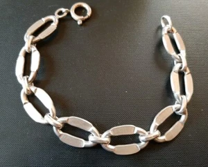 ARGENTO 800 BRACCIALE UNISEX UNO A ERRE MAGLIA MARINA VINTAGE gr 34,23 Solido - Foto 1 di 13