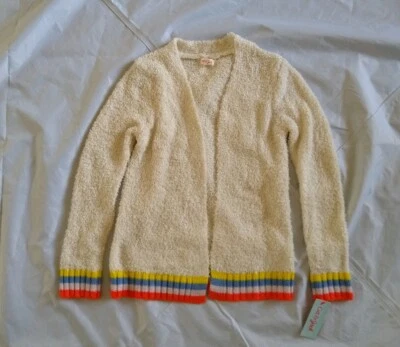 Cat & Jack™ Girl's Rainbow-stripe Almond Cream Short Open Cardigan L(10/12) - Image 1 of 4