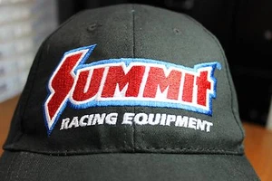 SUMMIT RACING EMBROIDERED USA LOGO BLACK CLOTH HAT - NEW RED TRIM - Picture 1 of 8
