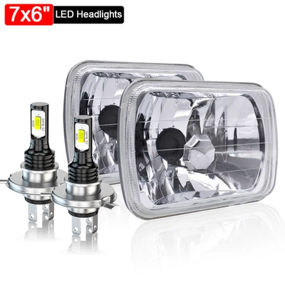 Para Ford Bronco II 1984-1987 - Par de faros LED de vidrio de 7X6 pulgadas haz alto/bajo Foto 1 de 4