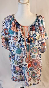 Milly Women’s Floral Colorful Lightweight Shirt Blouse Top size XL - Picture 1 of 6