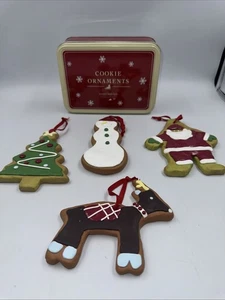 Pottery Barn Kinder Weihnachten Plätzchen Ornamente Weihnachtsbaum Reindeer Schneemann in Dose - Bild 1 von 8