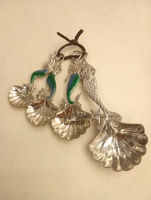 4 Mermaid Seashells Measuring Spoons GANZ Silver Tone Decorative Collectible Set - Image 1 of 4